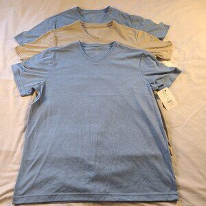 Georges Tee Shirts 3 pack Mens L(42-44) 2 Light Blue 1 Light Brown
